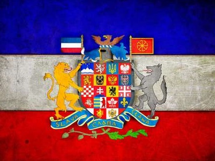 Флаговые гербы славянских стран на едином щите панславизма